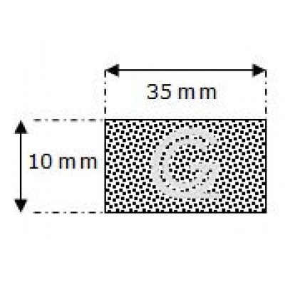 Rechthoekig mosrubber snoer | 10 x 35 mm | per meter